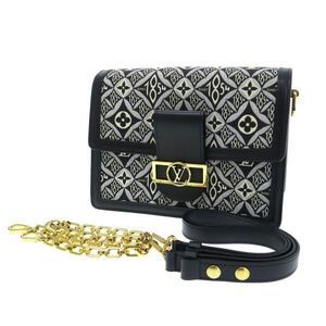 Louis Vuitton Jacquard Dauphine MM Shoulder Bag Metal Fittings Magnet Closure